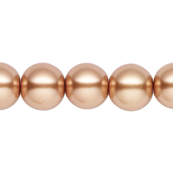 Pearl 1pk bright gold, Celestial Crystal® 12mm round 15.5-16 inch image number 0