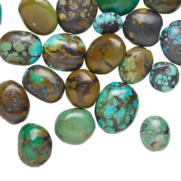 Turquoise 1pkg1, oval nugget bead 1/4 lb mix medium image number 0