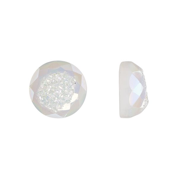 Druzy agate 1pkg1, hand-cut calibrated faceted round cab 12mm image number 0