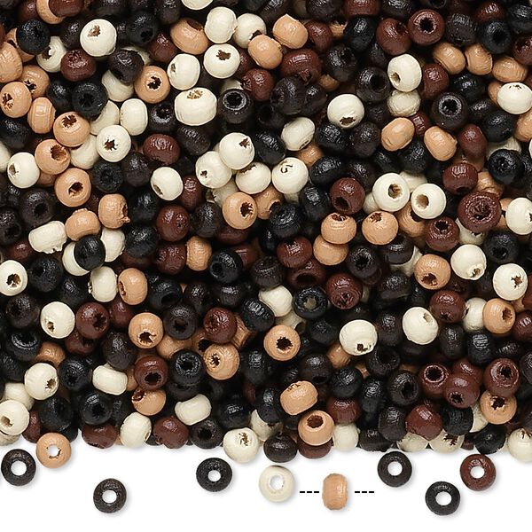 Bead mix, painted wood, mixed colors, 2mm rondelle. Sold per 90-gram pkg, approximately 16,000 beads. image number 0