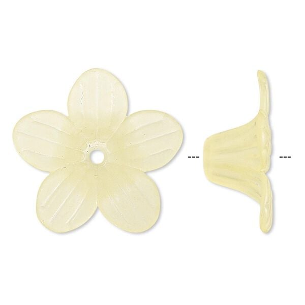 Component, acrylic, frosted yellow, 24x10mm flower. Sold per pkg of 50. image number 0