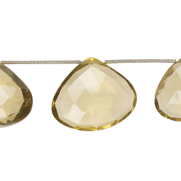 Golden quartz 1pkg7, hand-cut top-drilled faceted puffed teardrop bead 19x18mm-27x23mm image number 0