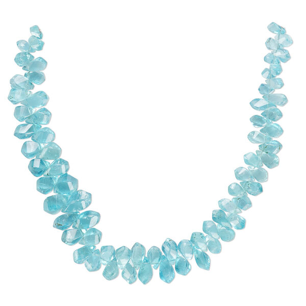 Apatite 1pkg1, hand-cut top-drilled faceted twisted teardrop bead natural 7 inch graduated 5x3mm-9x6mm image number 0
