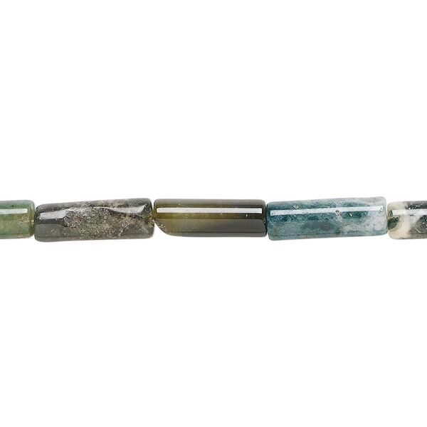 Moss agate 1pkg1, tube bead natural 15.5-16 inch 13x4mm image number 0