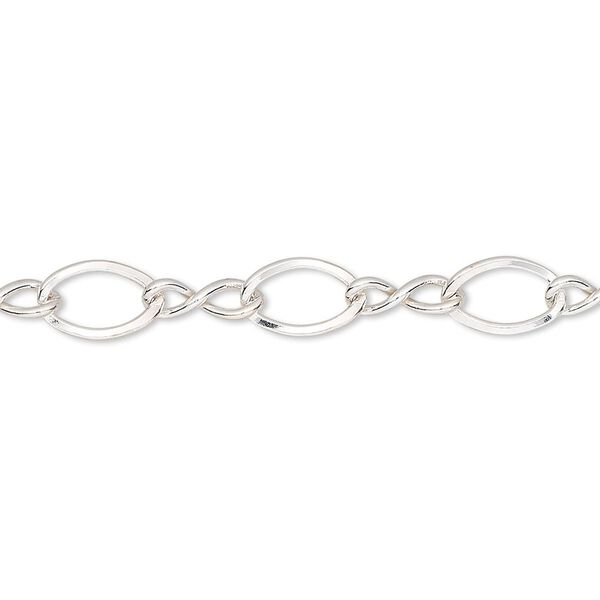 Chain, sterling silver, 6mm flat figure 8. Sold per pkg of 5 feet. image number 0