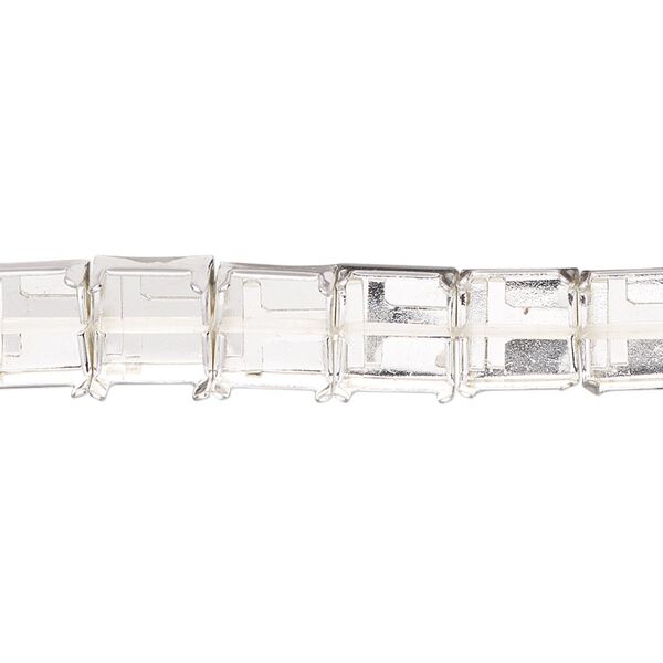 Bracelet component, silver-finished steel / brass / "pewter" (zinc-based alloy), 8mm wide cupchain with (22) SS39 settings, 8 inches with 1-inch extender chain and lobster claw clasp. Sold individually. image number 0