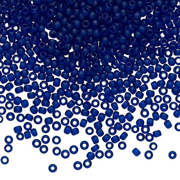 Seed bead, TOHO BEADS®, glass, pkg/7.5g, #11 round, translucent frosted cobalt (TR-11-8DF). image number 0