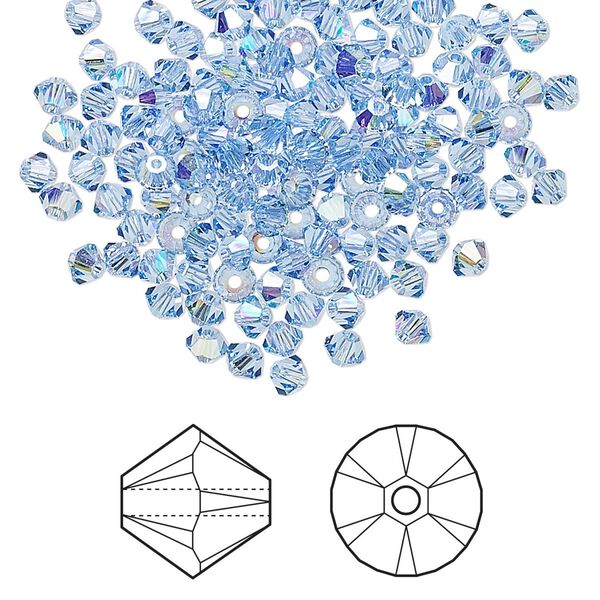 Bead 144pk light sapphire AB, Crystal Passions® 3mm bicone 5328 image number 0