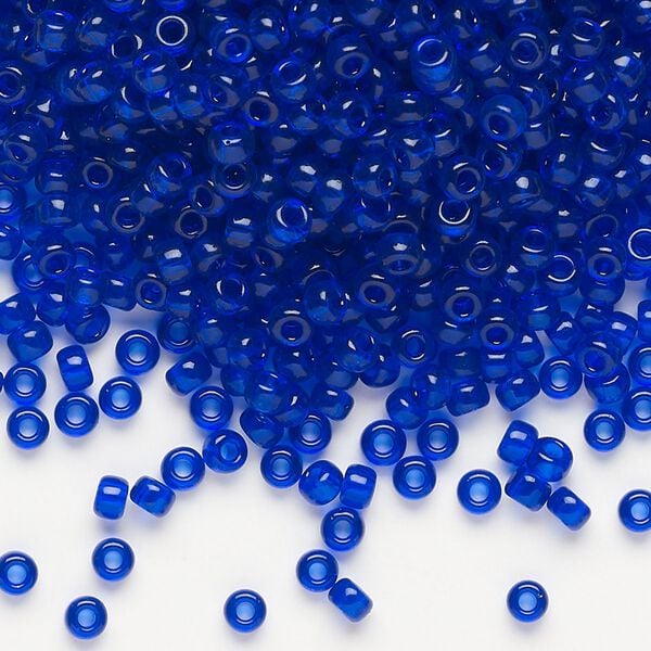Seed bead, Miyuki, glass, pkg/250g, #8 rocaille, transparent cobalt (RR-151). image number 0