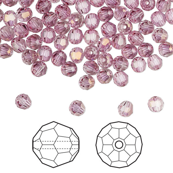 Bead 720pk dark rose, Swarovski® 4mm round 5000 image number 0
