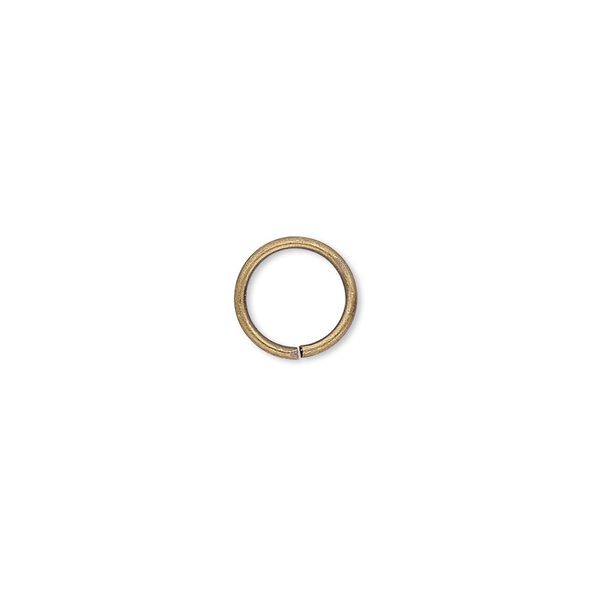 Jump ring, antique gold-plated brass, 9mm round, 7mm inside diameter, 18 gauge. Sold per pkg of 1,000. image number 0