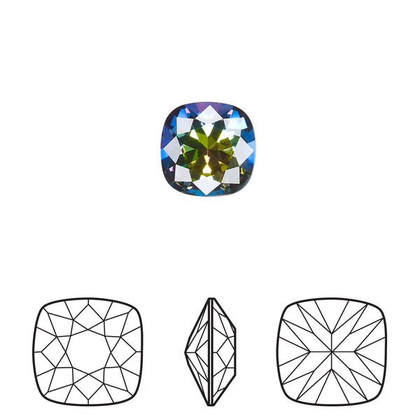 Fancy stone 2pk crystal vitrail medium foil back, Crystal Passions® 10mm cushion 4470 image number 0