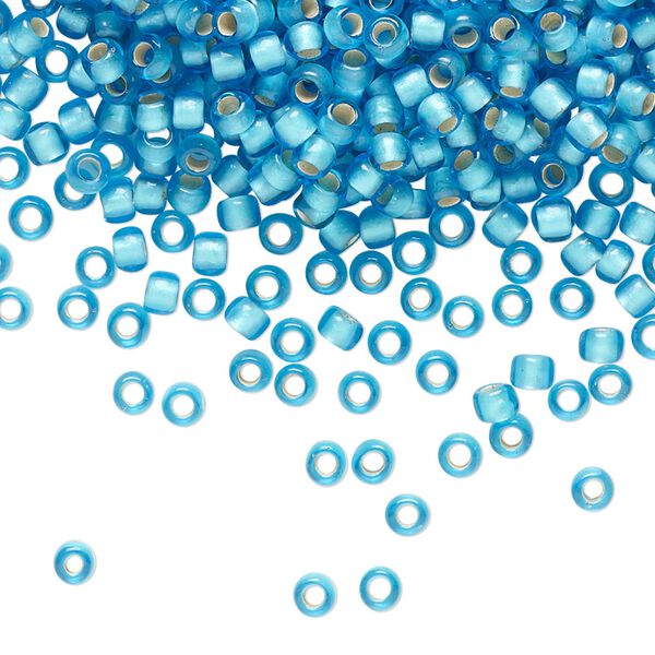Seed bead, TOHO BEADS®, glass, pkg/7.5g, #8 round, translucent silver-lined frosted dark aqua (TR-08-23BF). image number 0