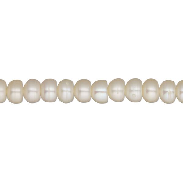 Pearl, cultured freshwater, peach, 5mm button, C grade. Sold per 16-inch strand. image number 0