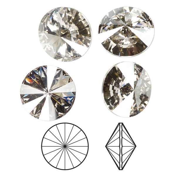 Chaton 48pk crystal silver shade foil back, Crystal Passions® 14mm rivoli 1122 image number 0