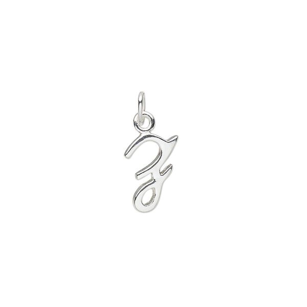 Charm, sterling silver, 9x8mm Champagne cursive alphabet letter "Z." Sold individually. image number 0