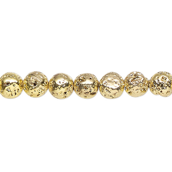 Lava rock 1pkg1, gold-finished round bead 15.5-16 inch 6-7mm image number 0