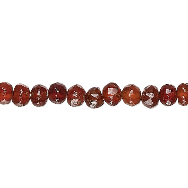 Hessonite garnet 1pkg1, hand-cut tumbled faceted pebble bead natural 14 inch small image number 0