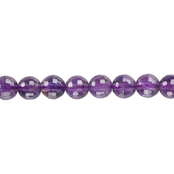 Amethyst 1pkg1, faceted round bead natural B grade, 15.5-16 inch 6mm image number 0