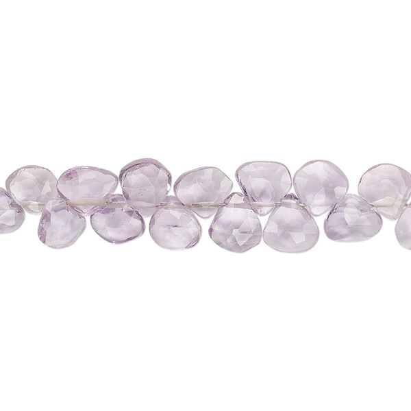 Lavender amethyst 1pkg1, hand-cut top-drilled faceted puffed teardrop bead natural 9 inch 5-7mm image number 0
