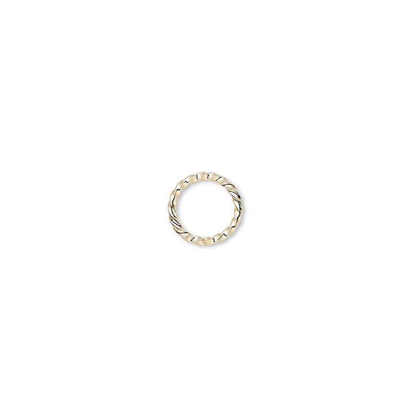 Jump ring, gold-plated brass, 8mm twisted round, 6.3mm inside diameter, 18 gauge. Sold per pkg of 100. image number 0