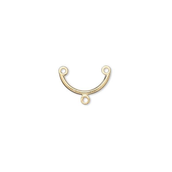 Connector, gold-plated brass, 12x5mm half-round, 2/1 loop. Sold per pkg of 100. image number 0