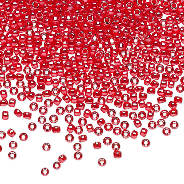 Seed bead, TOHO BEADS®, glass, pkg/250g, #11 round, translucent luster tropical sunset-lined crystal clear (TR-11-109). image number 0