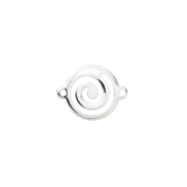 Link, silver-plated brass, 13mm round with swirl. Sold per pkg of 20. image number 0