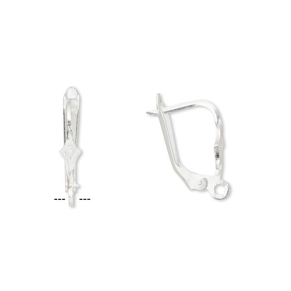 Ear wire leverback 1pkg2 sterling silver-filled, 15mm / 8x3.5mm shield / open loop / flat wire, 1 pair image number 0