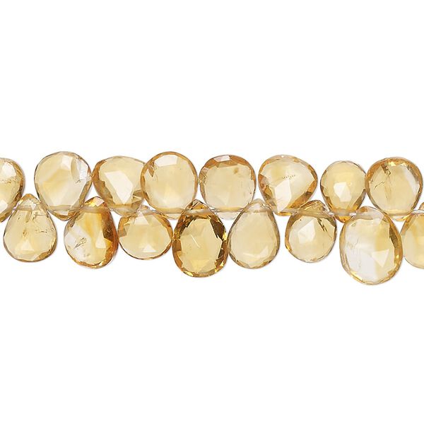 Citrine 1pkg1, hand-cut top-drilled faceted puffed teardrop bead 8 inch 6x5mm-8x6mm image number 0