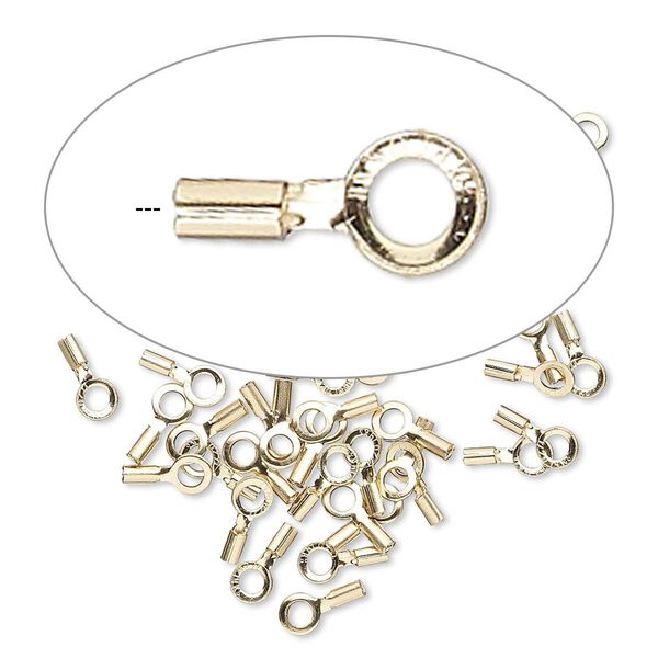 Crimp end, 14Kt gold-filled, 3x1mm tube with loop, 0.4mm inside diameter. Sold per pkg of 10. image number 0