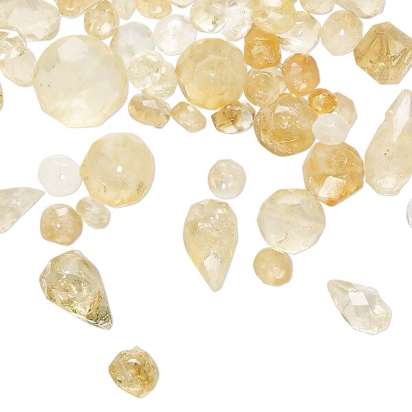 Brandy citrine / citrine 1pkg1, hand-cut top-drilled / center-drilled faceted mixed shapes bead 1 oz mix 2x1mm-10mm image number 0