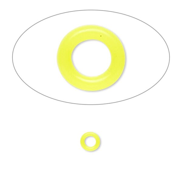 Component, Oh! Ring™, silicone, neon yellow, 5mm round with 2.5mm hole. Sold per pkg of 500. image number 0
