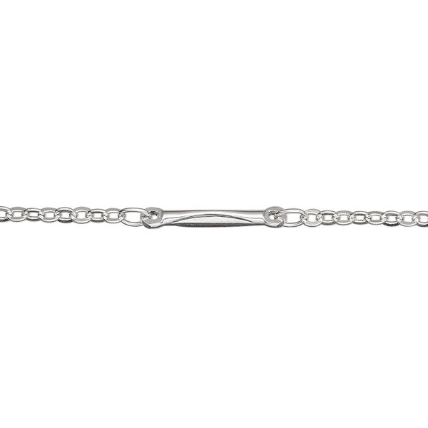 Chain, silver-plated brass, 2mm bar and link. Sold per pkg of 5 feet. image number 0