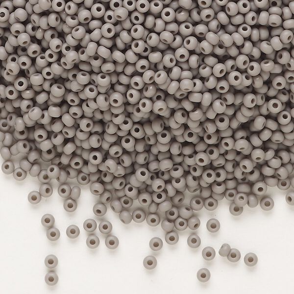 Seed bead, Preciosa Ornela Czech glass, pkg/50g, #11 rocaille, opaque matte grey, (43020). image number 0