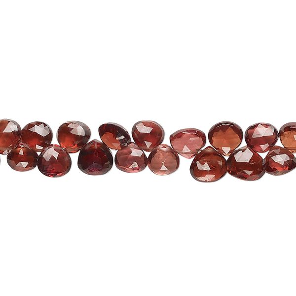Garnet 1pkg1, hand-cut top-drilled faceted puffed teardrop bead natural 8 inch 5-6mm image number 0
