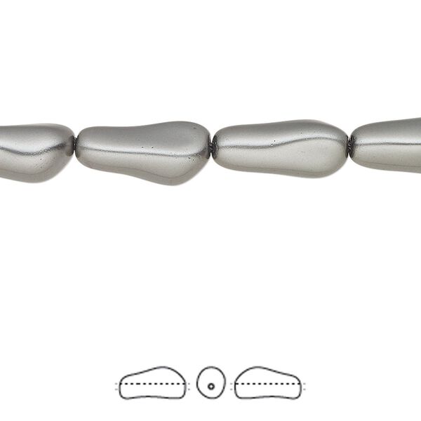 Pearl 100pk dark grey, Swarovski® 14x6mm baroque elongated 5844 image number 0