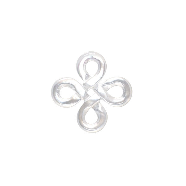 Component, gold lip shell (natural), 19mm hand-cut single-sided carved Celtic knot, Mohs hardness 3-1/2. Sold individually. image number 0