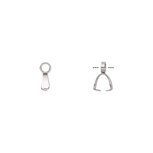 Bail, ice-pick, stainless steel, 5x2.5mm, 4mm grip length. Sold per pkg of 10. image number 0