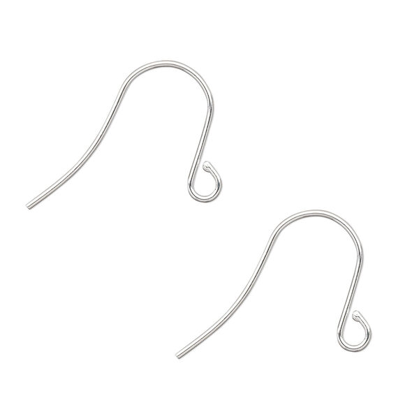 Ear wire, silver-plated brass, 15mm fishhook with open loop, 21 gauge. Sold per pkg of 50 pairs. image number 0