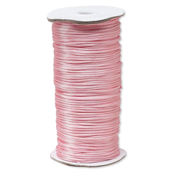 Cord, Satinique™, satin, pink, 2mm regular. Sold per 400-foot spool. image number 0