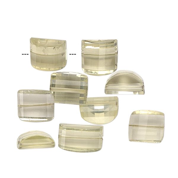 Lemon quartz 1pkg8, hand-cut faceted half barrel bead 8x7mm-10x9mm image number 0