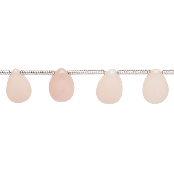 Pink opal / peach opal 1pkg18, hand-cut top-drilled puffed teardrop bead natural 8x5mm-10x7mm image number 0