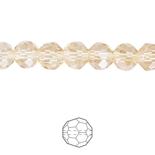 Bead 72pk translucent crystal golden shadow, Celestial Crystal® 8mm round image number 0