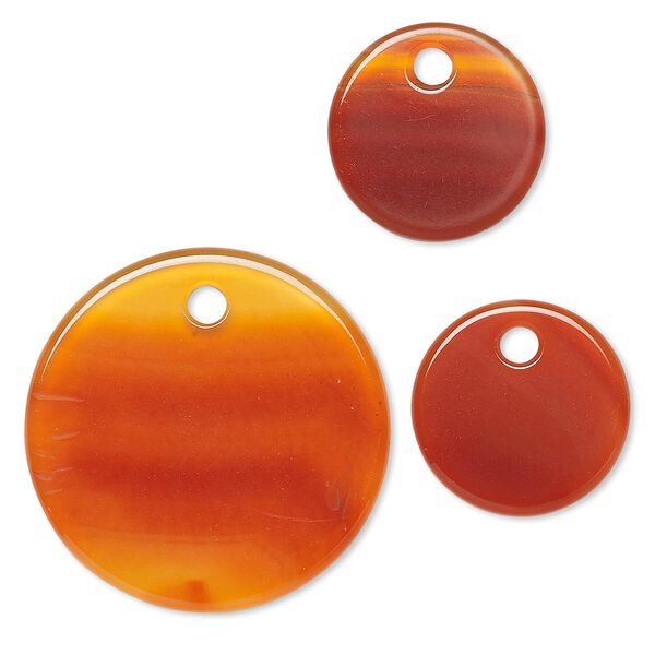 Red agate 1pkg3, flat round drop 30mm / 18mm image number 0