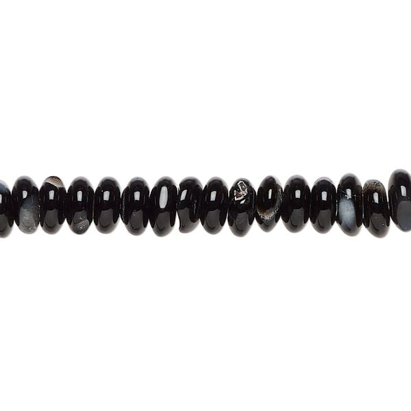 Black agate 1pkg1, rondelle bead 15 inch 6x2mm-7x4mm image number 0