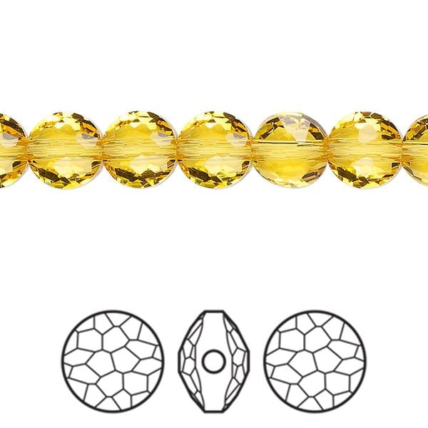 Bead 4pk light topaz, Crystal Passions® 8mm puffed round 5034 image number 0