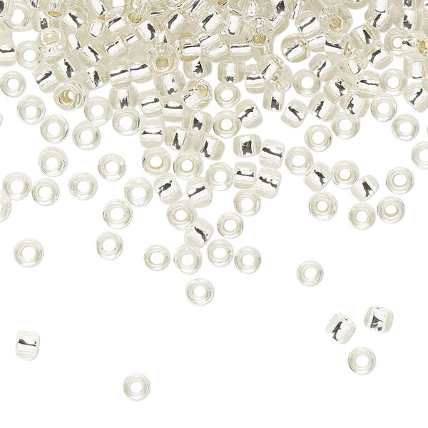 Seed bead, TOHO BEADS®, glass, pkg/250g, #8 round, transparent silver-lined crystal clear (TR-08-21). image number 0