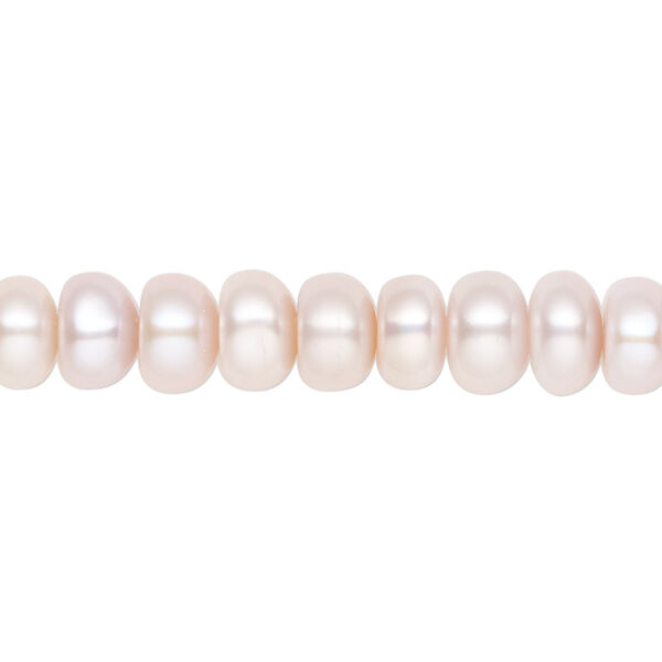 Pearl, cultured freshwater (natural), mauve, 7-8mm button, C grade, Mohs hardness 2-1/2 to 4. Sold per 14-inch strand. image number 0