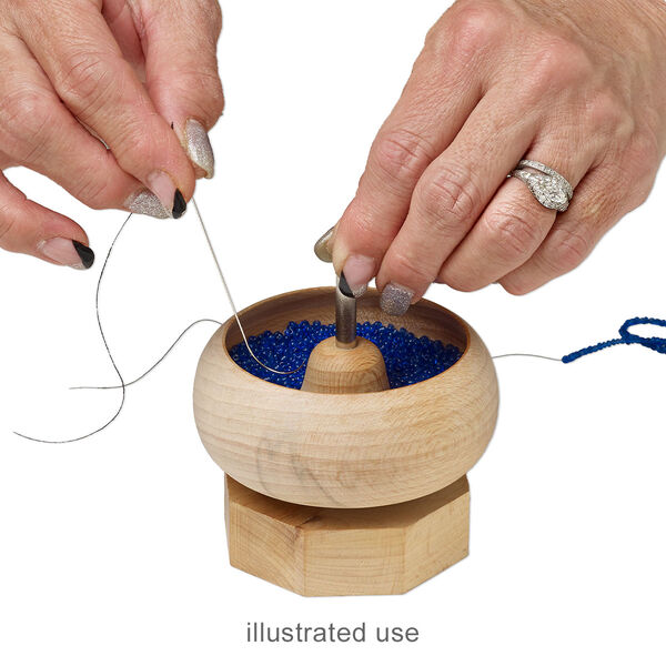 Tool, Speedy Stringer™, beechwood, pkg/1, 4x3.5 inches, 1-inch deep bowl, includes "J" needle image number 1
